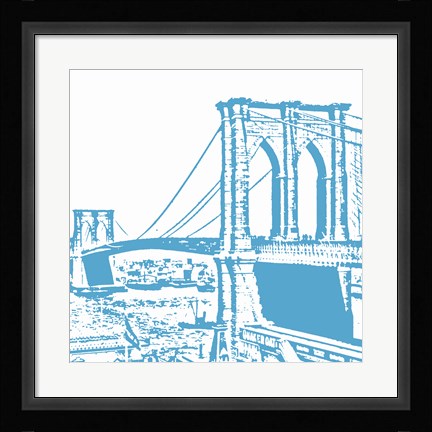 Framed Blue Brooklyn Bridge Print