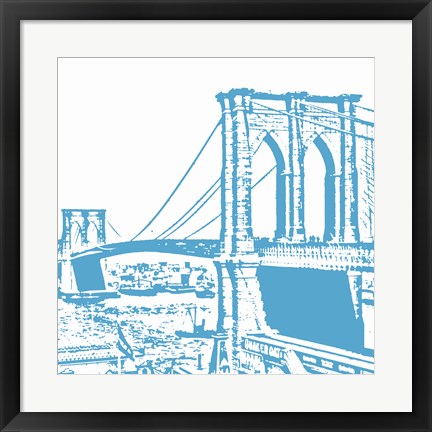 Framed Blue Brooklyn Bridge Print