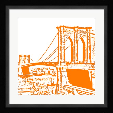Framed Orange Brooklyn Bridge Print