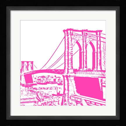 Framed Pink Brooklyn Bridge Print