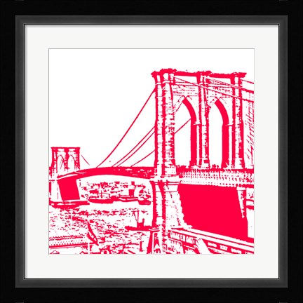 Framed Red Brooklyn Bridge Print