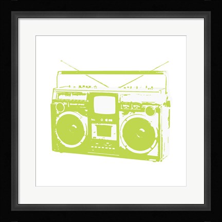 Framed Lime Boom Box Print