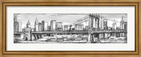 Framed Pen &amp; Ink Cityscape I Print