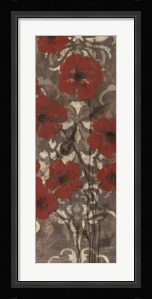 Framed Poppies on Damask II Print