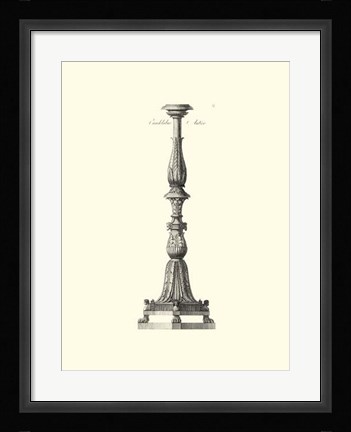 Framed B&amp;W Antique Candlestick II Print