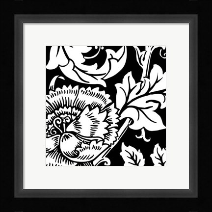 Framed B&amp;W Graphic Floral Motif III Print