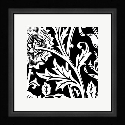 Framed B&amp;W Graphic Floral Motif IV Print
