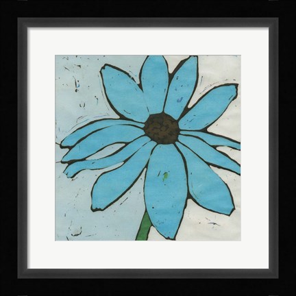 Framed Turquoise Batik Botanical I Print