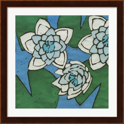 Framed Turquoise Batik Botanical II Print