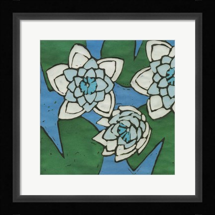 Framed Turquoise Batik Botanical II Print