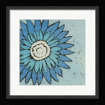 Framed Turquoise Batik Botanical III Print