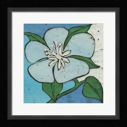 Framed Turquoise Batik Botanical VI Print