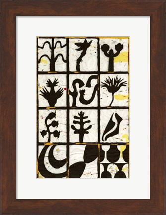 Framed Black Botanical 12-Patch Print