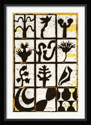 Framed Black Botanical 12-Patch Print