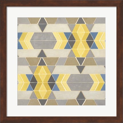 Framed Blue and Yellow Geometry I Print