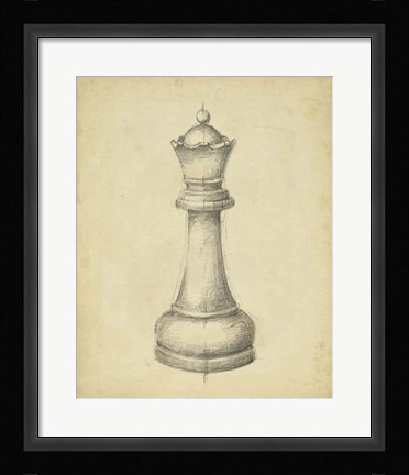 Framed Antique Chess III Print
