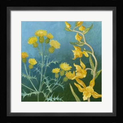 Framed Azure Blooms II Print
