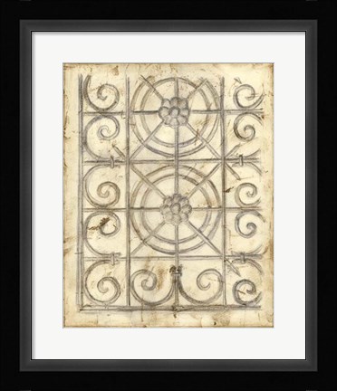 Framed Decorative Iron Sketch I Print