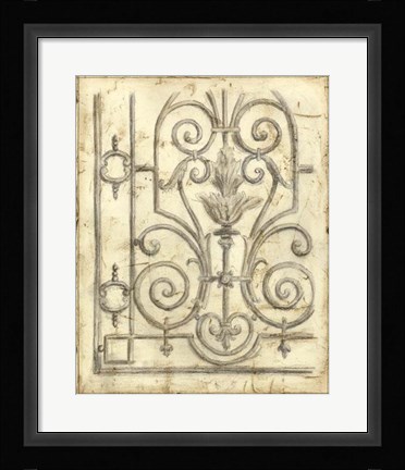 Framed Decorative Iron Sketch III Print