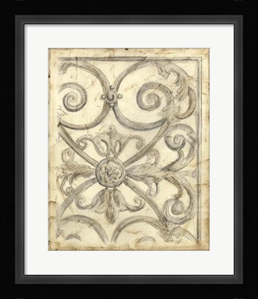 Framed Decorative Iron Sketch IV Print