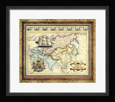 Framed Map of Asia Print
