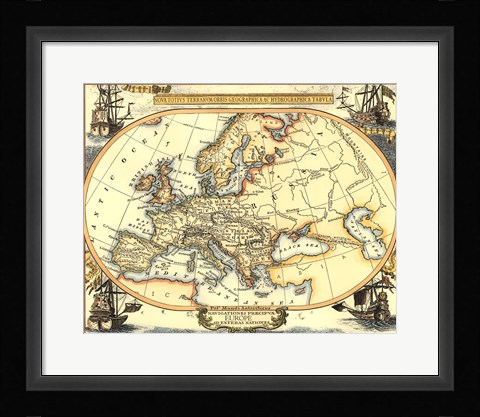 Framed Nautical Map of Europe Print