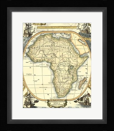 Framed Nautical Map of Africa Print