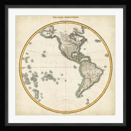 Framed 1812 Western Hemisphere Print