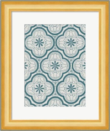 Framed Ornamental Pattern in Teal I Print