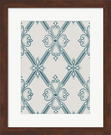 Framed Ornamental Pattern in Teal II Print