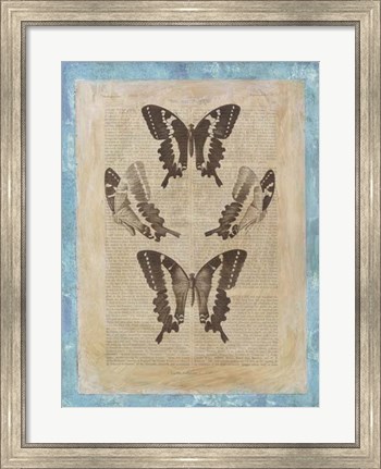 Framed Bookplate Butterflies I Print