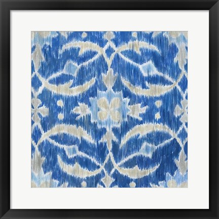 Framed Royal Ikat I Print