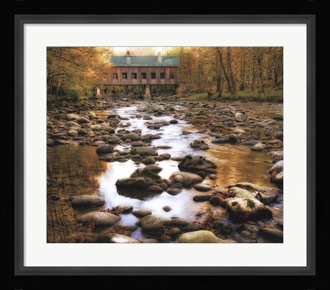 Framed Bridge Over Rocky Waters Print