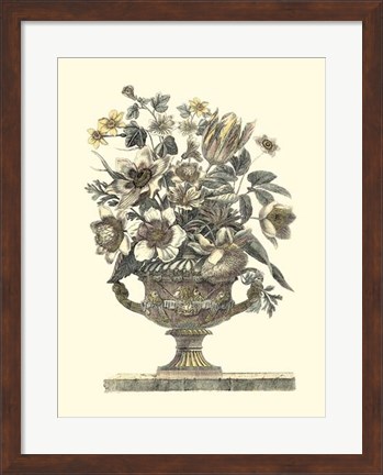 Framed Flowers in an Urn I (Sepia) Print