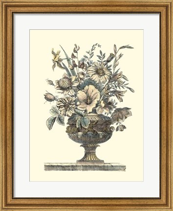 Framed Flowers in an Urn II (Sepia) Print
