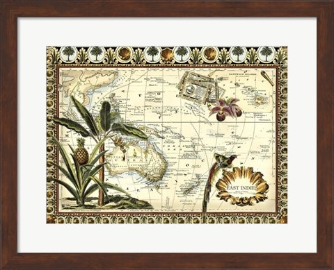 Framed Tropical Map of East Indies Print