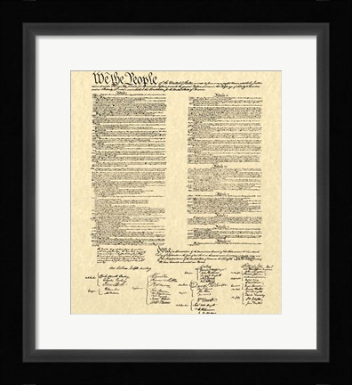 Framed Constitution on Khaki Print