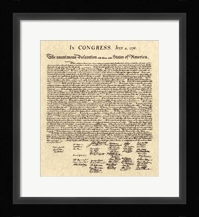 Framed Declaration of Independence Khaki Print