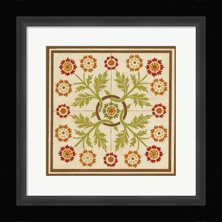 Framed Floral Folk Tile I Print