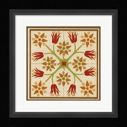 Framed Floral Folk Tile II Print