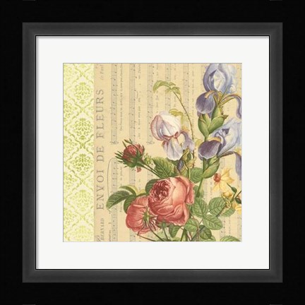 Framed English Garden Bouquet I Print