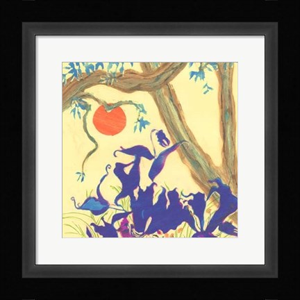 Framed Jungle Monotype II Print