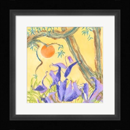 Framed Jungle Monotype VI Print