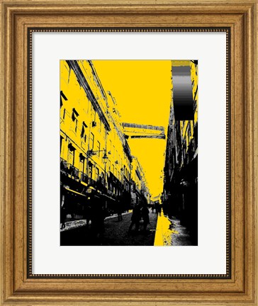 Framed City Street on Yellow Print