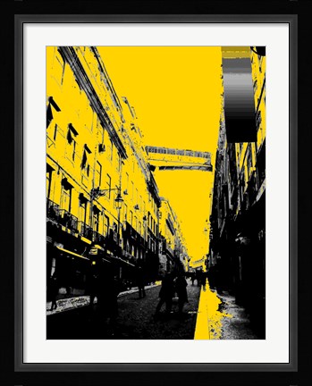 Framed City Street on Yellow Print
