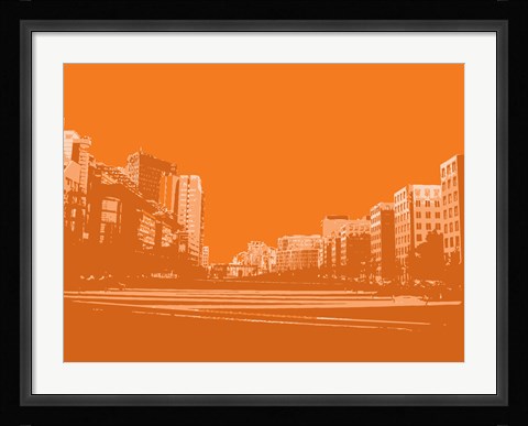 Framed City Block on Orange Print