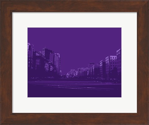 Framed City Block on Purple Print