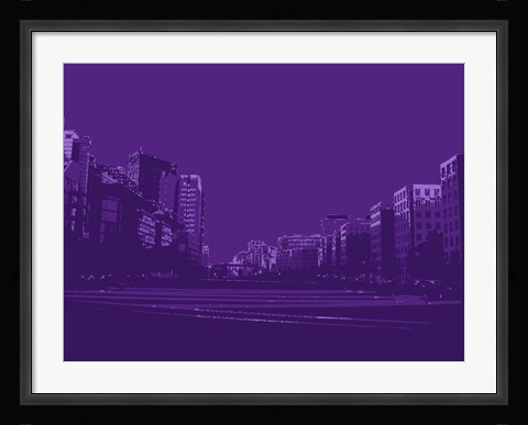 Framed City Block on Purple Print