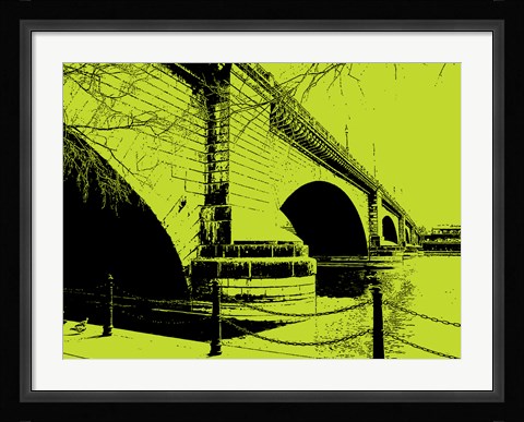 Framed London Bridges on Lime Print
