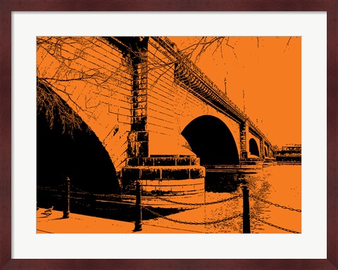 Framed London Bridges on Orange Print